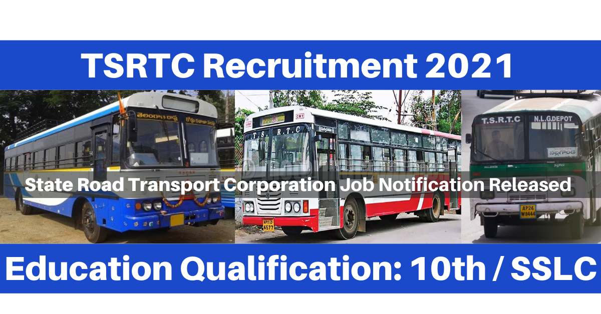 TSRTC Recruitment 2024 Apply online for TSRTC Job vacancies at tsrtc
